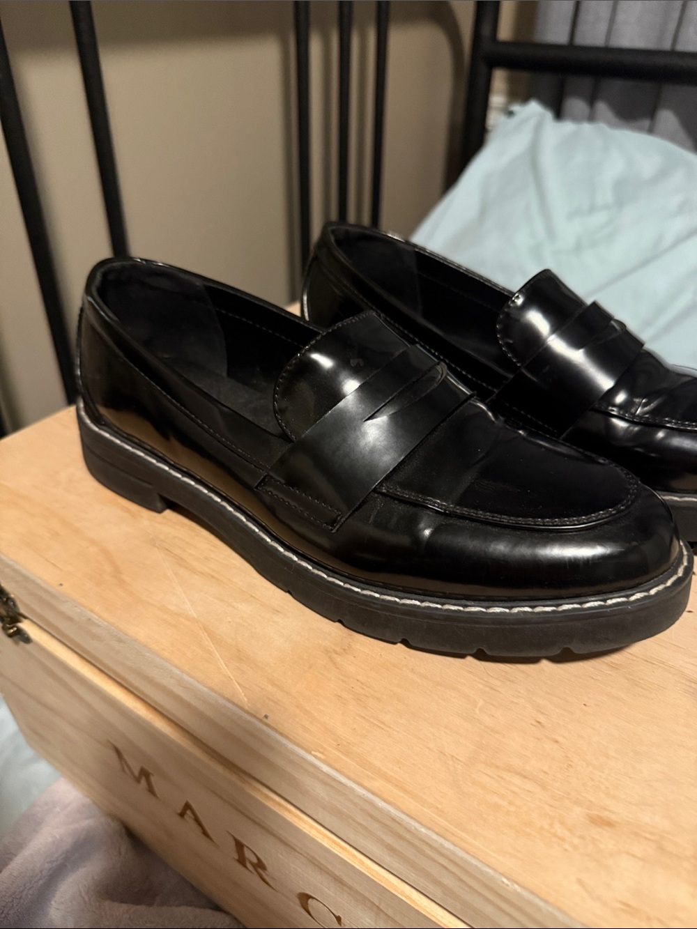JustFab Black Patent Penny Loafers